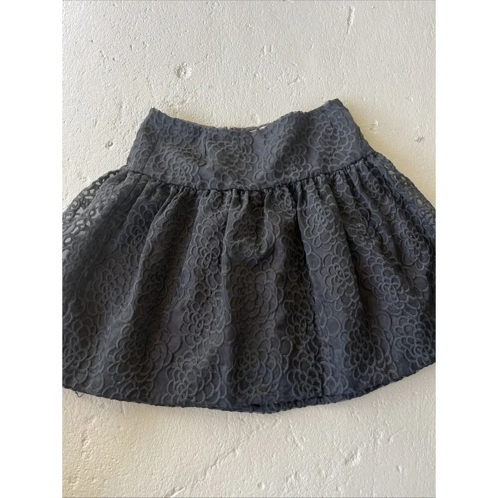 Kate Spade Do Wonder Rose Skater Black Lace Skirt Size 0 Waist 26